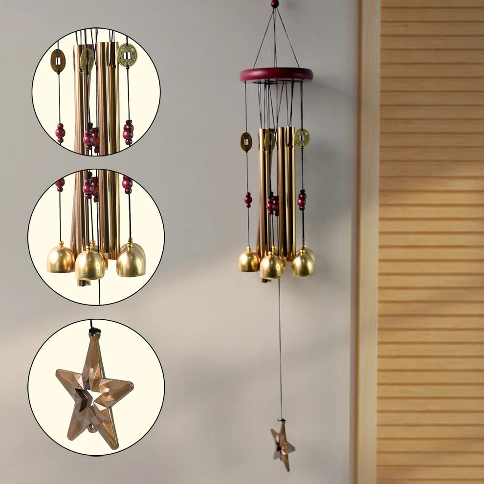 Aluminum Pipe Wind Chime With Brass Metal Bells