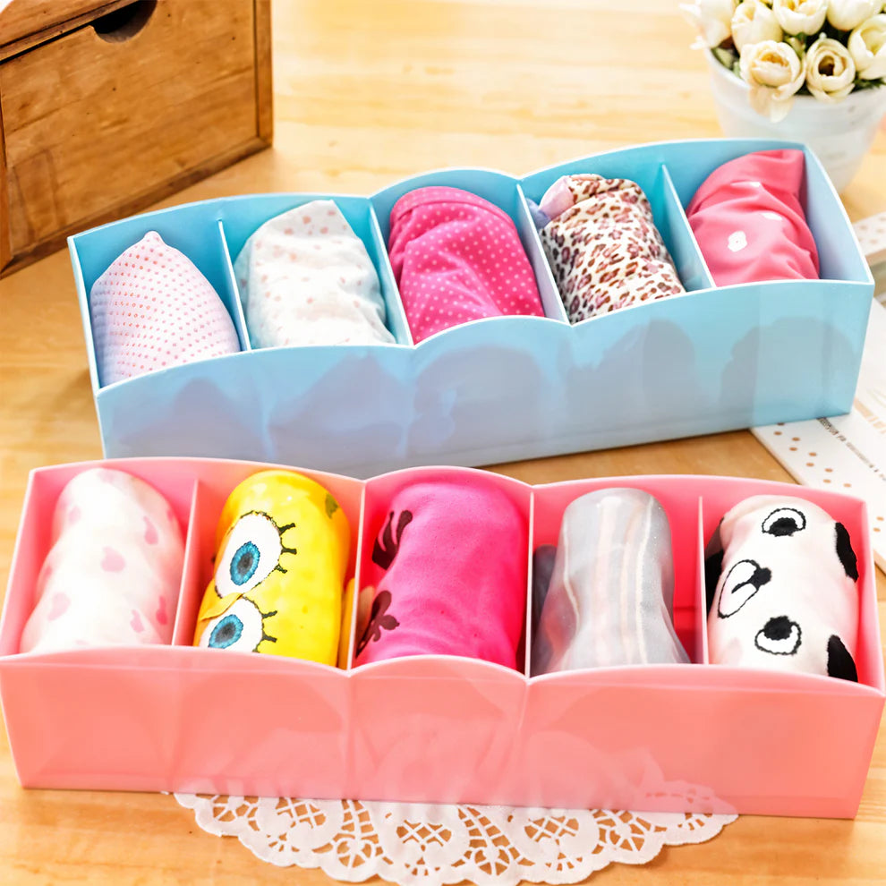 Fabric Storage Boxes for Socks, Underwear & Accessories - Pack of 2