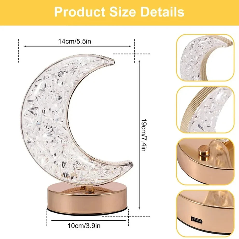 Half Moon Shape Table Lamp Touch Control Romantic Moon Lamp