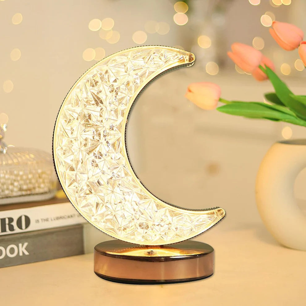 Half Moon Shape Table Lamp Touch Control Romantic Moon Lamp