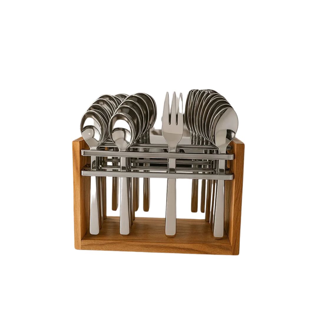High Quality Wooden and Stainless Steel Cutlery Set of 24pcs