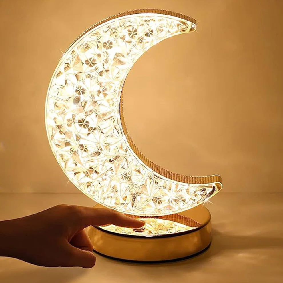 Half Moon Shape Table Lamp Touch Control Romantic Moon Lamp