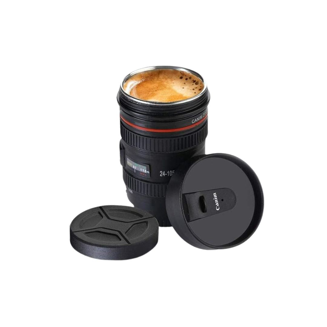 Stainless Steel Camera Lens Coffee Mug With Led