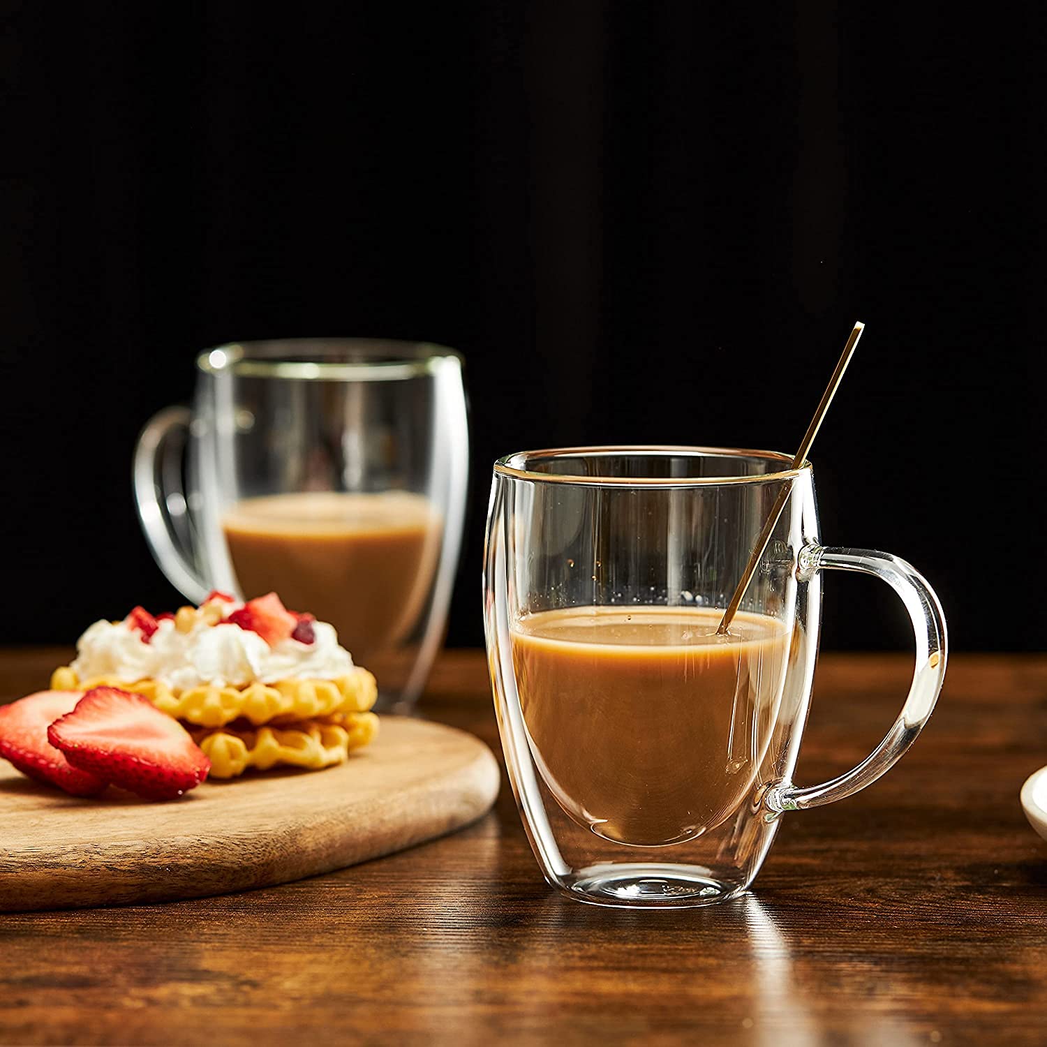 Double Walled Glass Coffee Mug – 400 ML With Handel