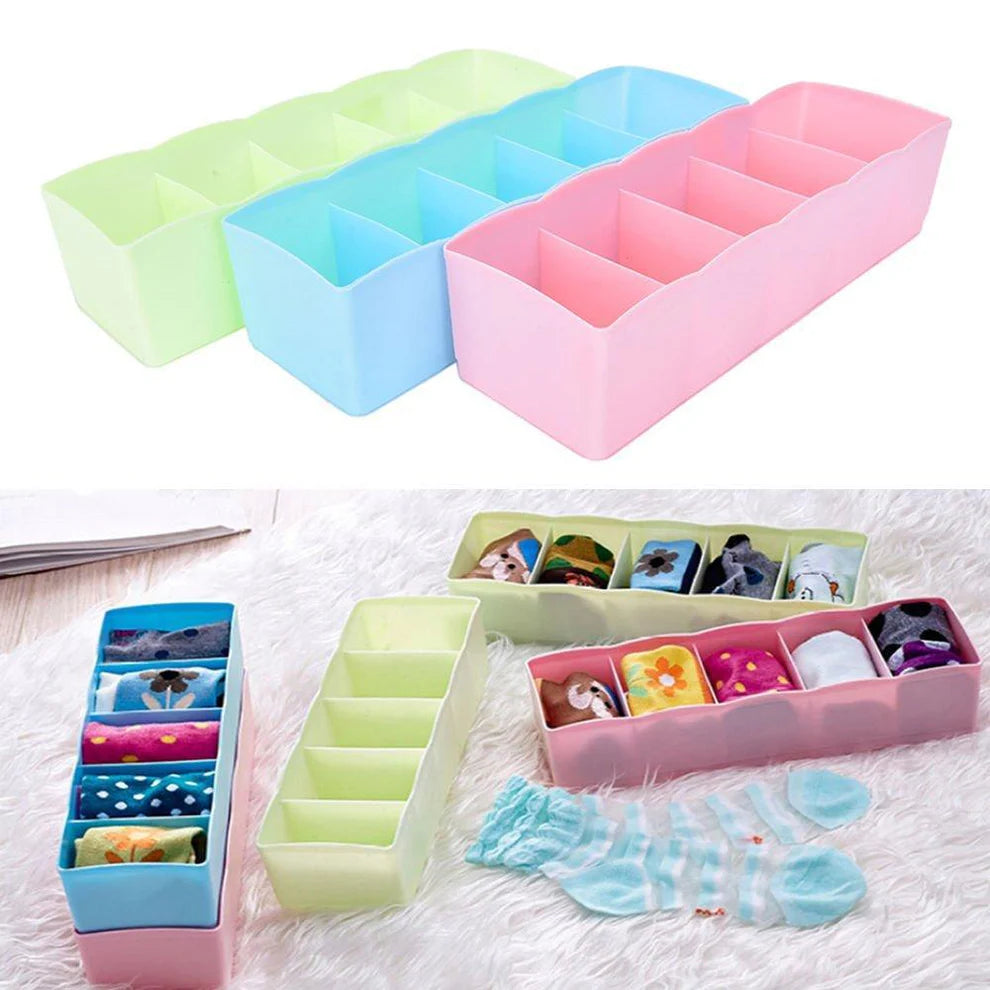 Fabric Storage Boxes for Socks, Underwear & Accessories - Pack of 2