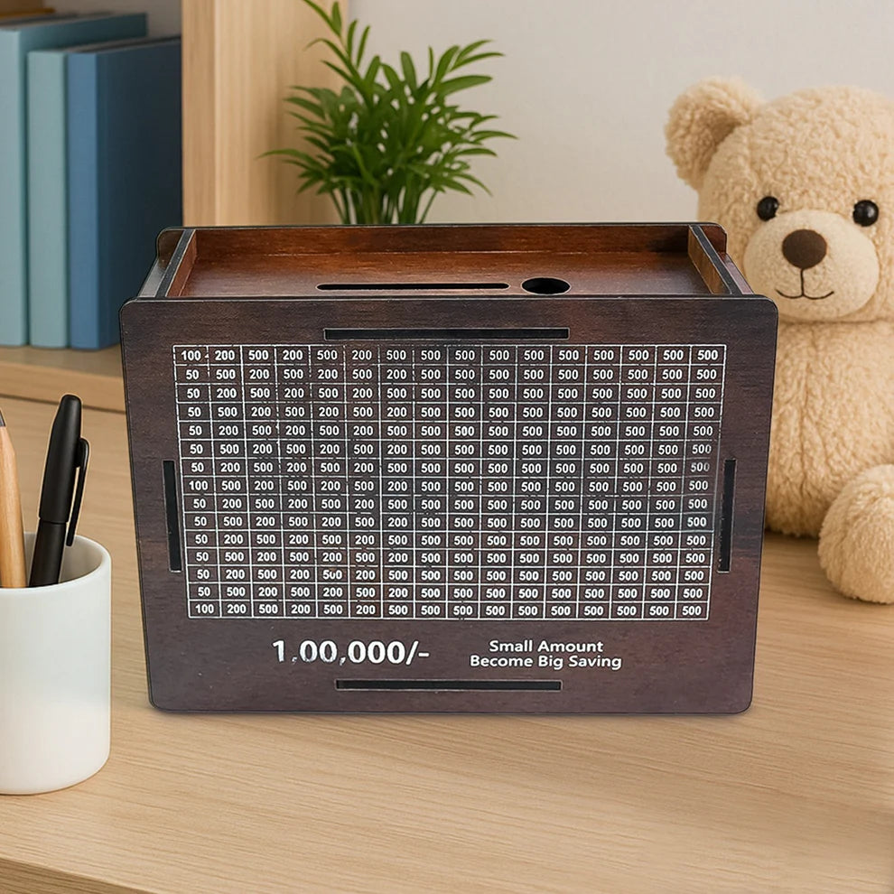 Premium Wooden Money Piggy Bank Saving Box Gullak