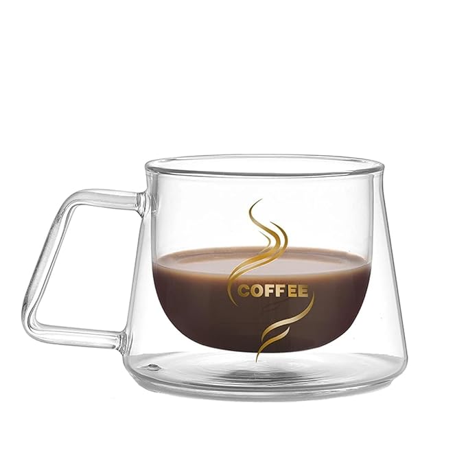 Double Wall Glass Coffee Mug With Handle 200ML