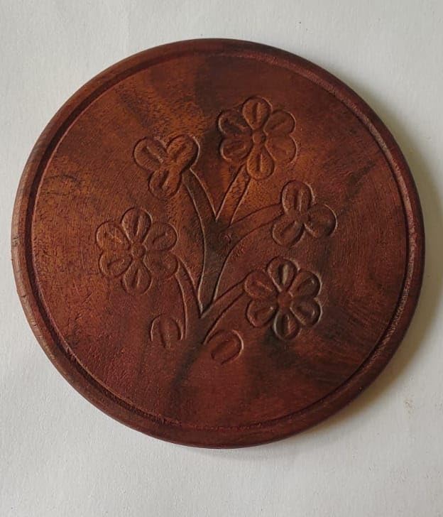 Wooden Tea Coaster Set With Stand Pack Of 6