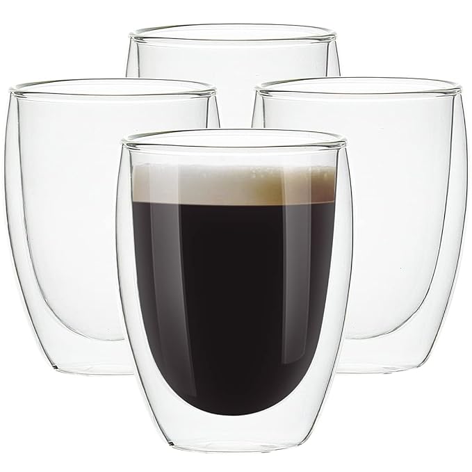 Double Wall Insulated Glass Mug 400 ML Clear Coffee And Tea Cup