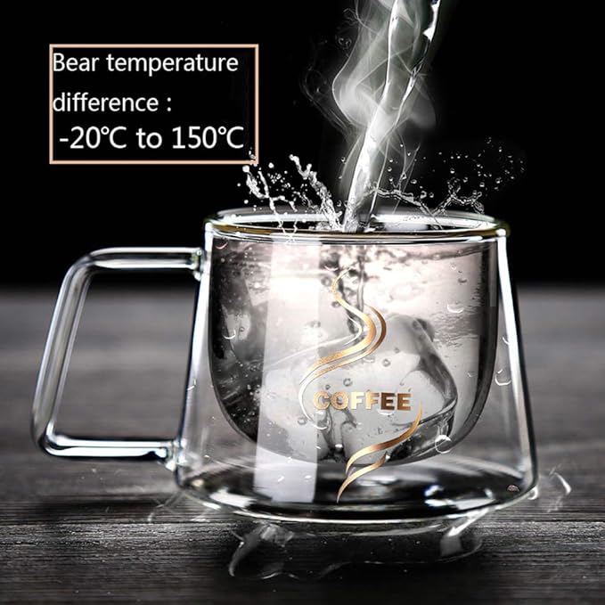 Double Wall Glass Coffee Mug With Handle 200ML