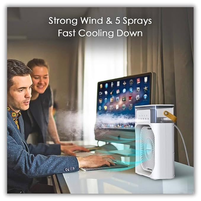Mini Cooler Battery - Powered Portable AC Fan Adjustable Speed And Mode