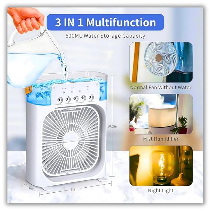 Mini Cooler Battery - Powered Portable AC Fan Adjustable Speed And Mode