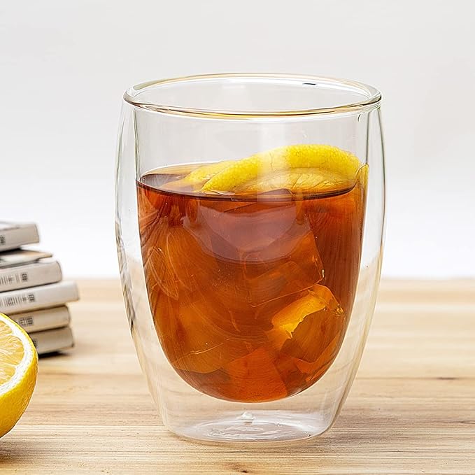 Double Wall Insulated Glass Mug 400 ML Clear Coffee And Tea Cup