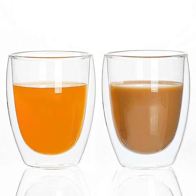 Double Wall Insulated Glass Mug 400 ML Clear Coffee And Tea Cup