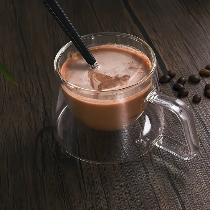 Double Wall Glass Coffee Mug With Handle 200ML