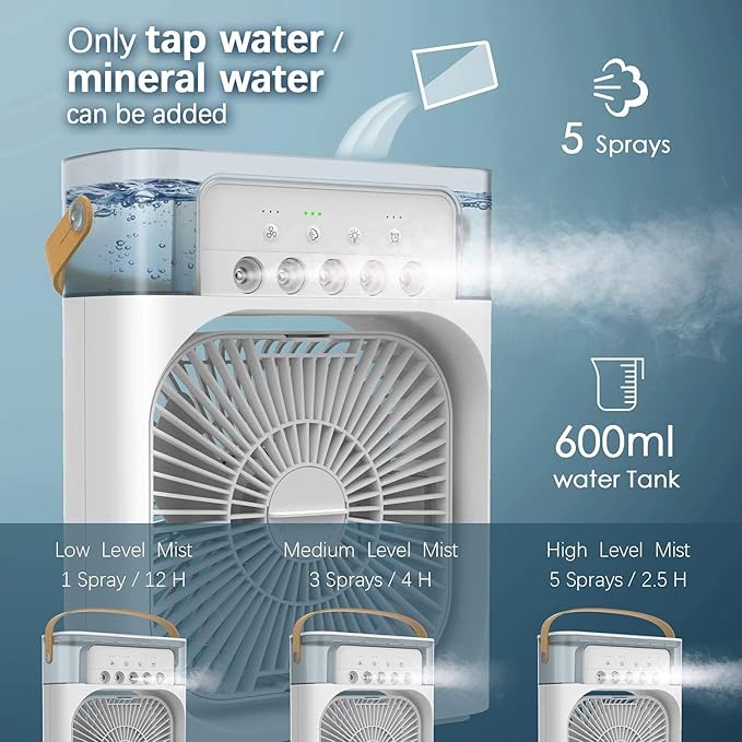 Mini Cooler Battery - Powered Portable AC Fan Adjustable Speed And Mode