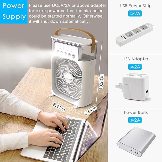 Mini Cooler Battery - Powered Portable AC Fan Adjustable Speed And Mode