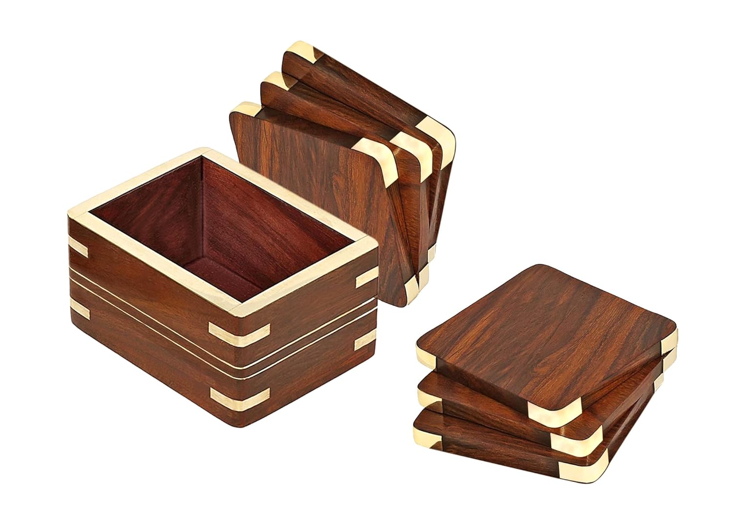 Wooden Coaster Set Of 6 With Bass Inlay