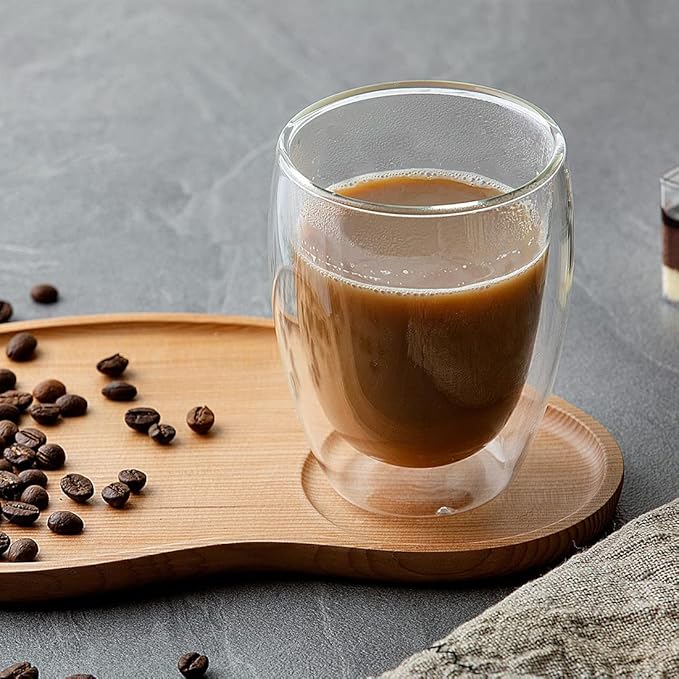 Double Wall Insulated Glass Mug 400 ML Clear Coffee And Tea Cup