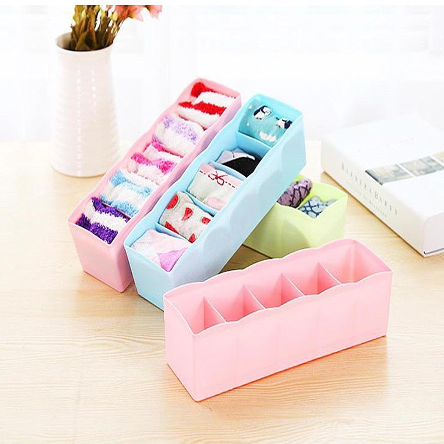 Fabric Storage Boxes for Socks, Underwear & Accessories - Pack of 2