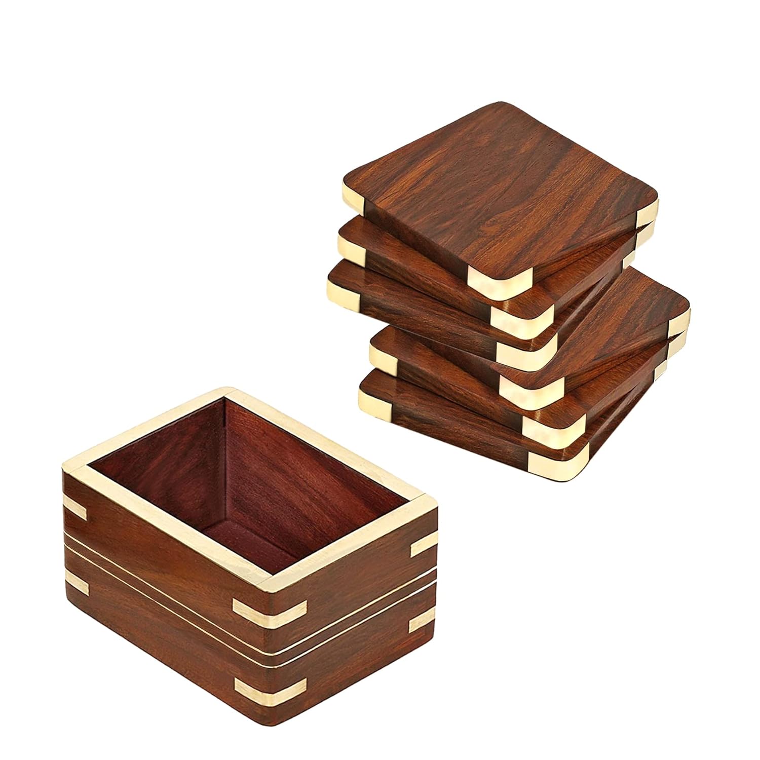 Wooden Coaster Set Of 6 With Bass Inlay