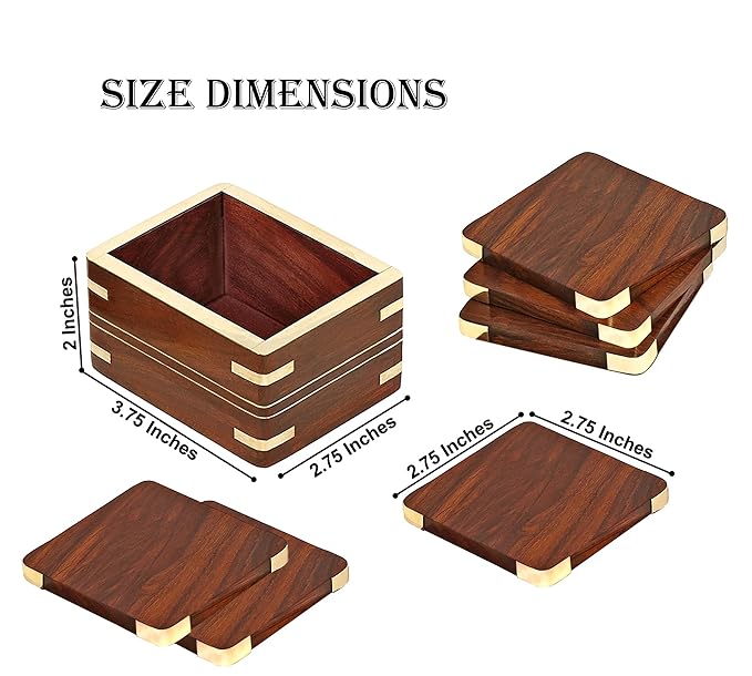 Wooden Coaster Set Of 6 With Bass Inlay