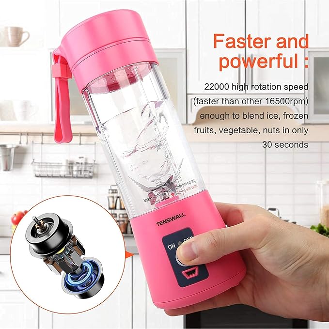 Portable USB Electric Juicer Bottle 6 Blade Rechargeable Blender – 380ML