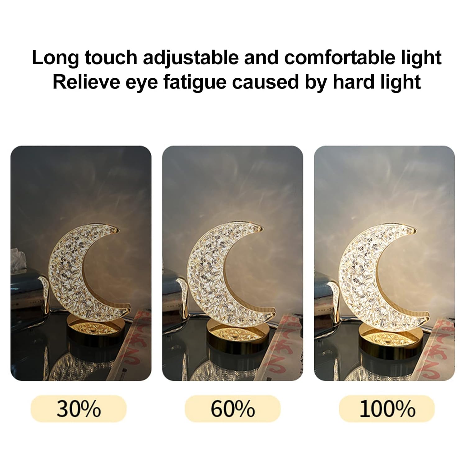 Half Moon Shape Table Lamp Touch Control Romantic Moon Lamp
