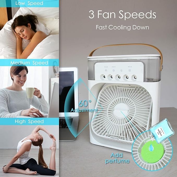 Mini Cooler Battery - Powered Portable AC Fan Adjustable Speed And Mode