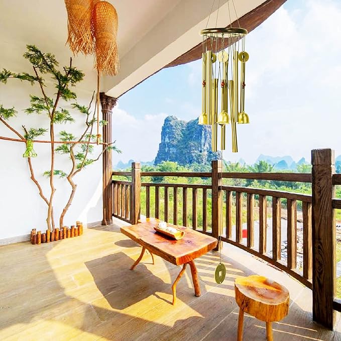 Aluminum Pipe Wind Chime With Brass Metal Bells