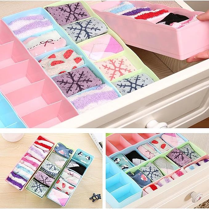 Fabric Storage Boxes for Socks, Underwear & Accessories - Pack of 2