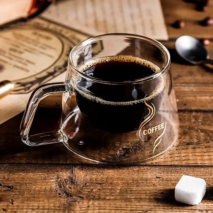 Double Wall Glass Coffee Mug With Handle 200ML
