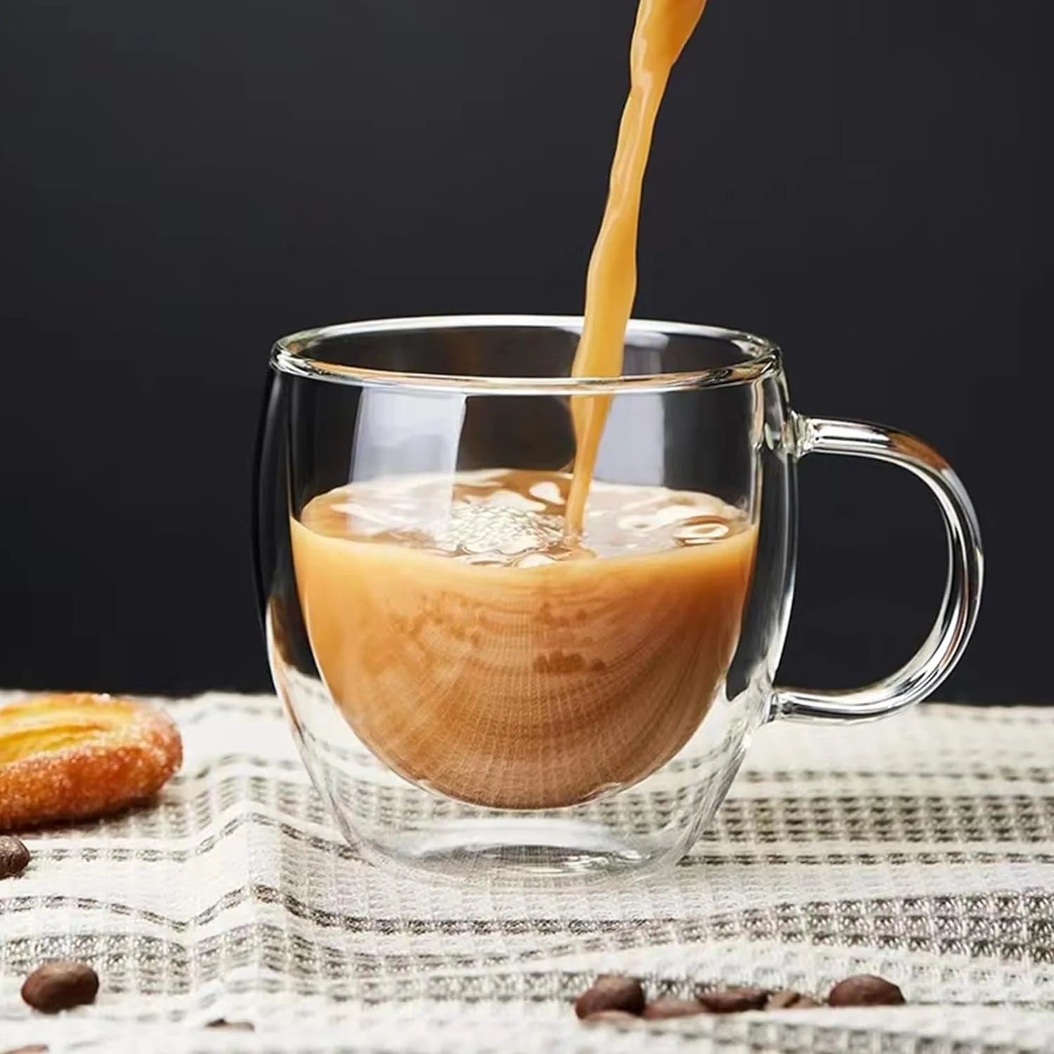 Double Wall Insulated Glass Mug With Handle 250 ML