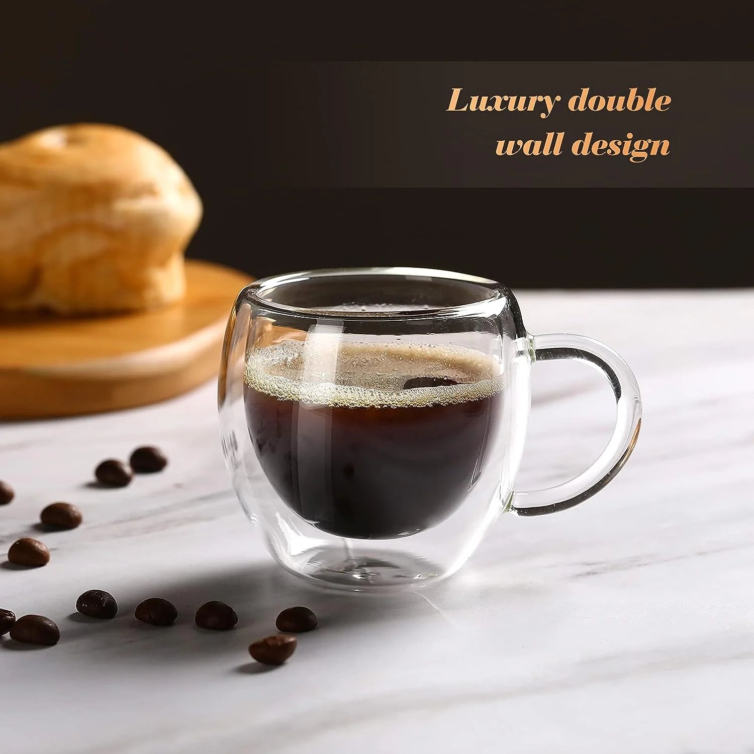Double Wall Insulated Glass Mug With Handle 250 ML