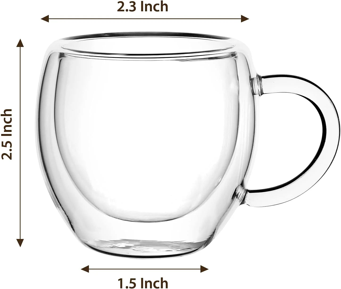 Double Wall Insulated Glass Mug With Handle 250 ML