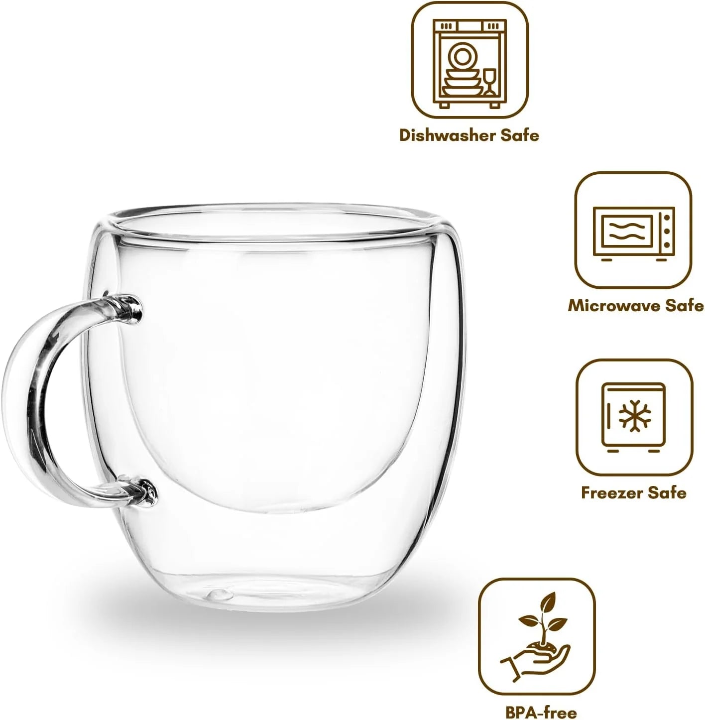 Double Wall Insulated Glass Mug With Handle 250 ML