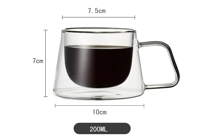 Double Wall Glass Coffee Mug With Handle 200ML