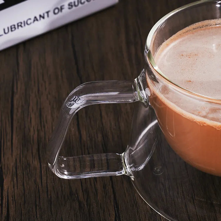 Double Wall Glass Coffee Mug With Handle 200ML