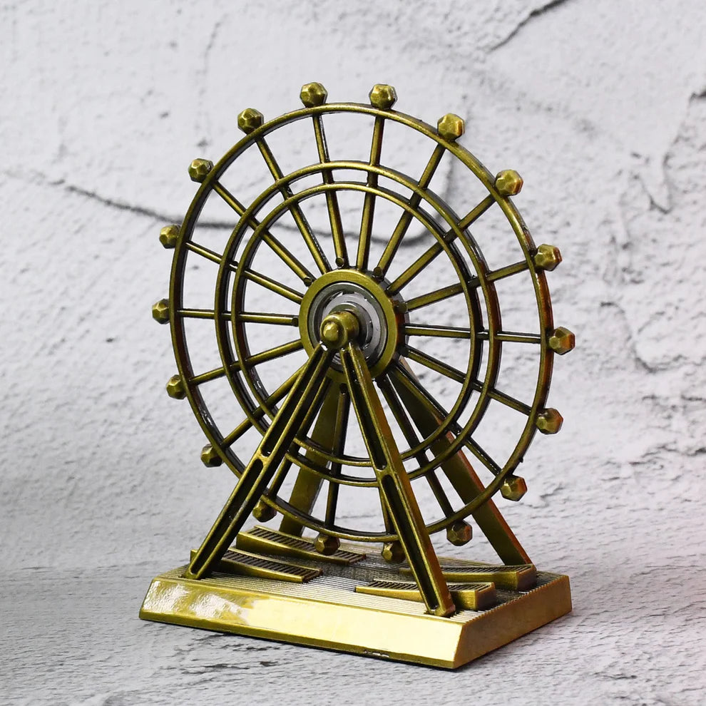 Vintage Ferris Wheel Miniature Showpiece, Antique Brass Finish
