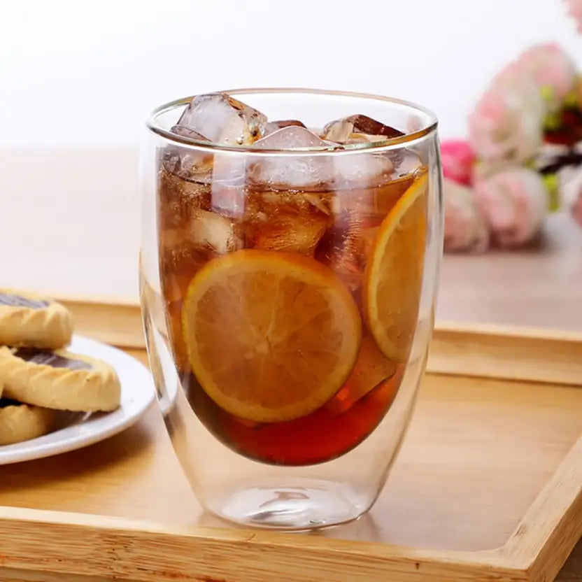 Double Wall Insulated Glass Mug 400 ML Clear Coffee And Tea Cup