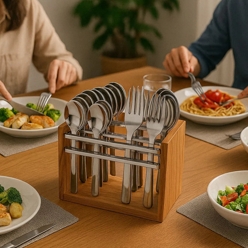 High Quality Wooden and Stainless Steel Cutlery Set of 24pcs