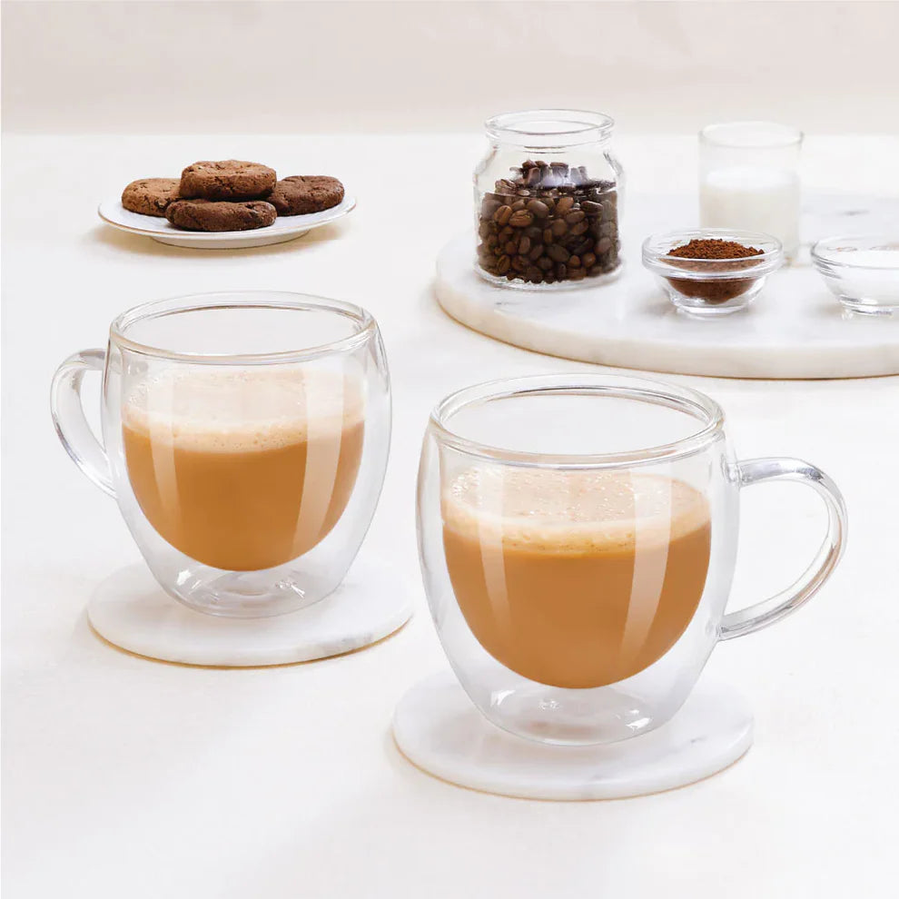 Double Wall Insulated Glass Mug With Handle 250 ML